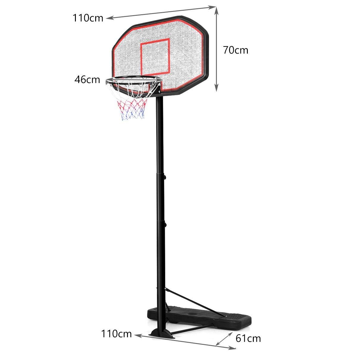 Coast Basketbalpaal - Basketbalring Met Standaard - 220-305 cm Hoogte - Zwart