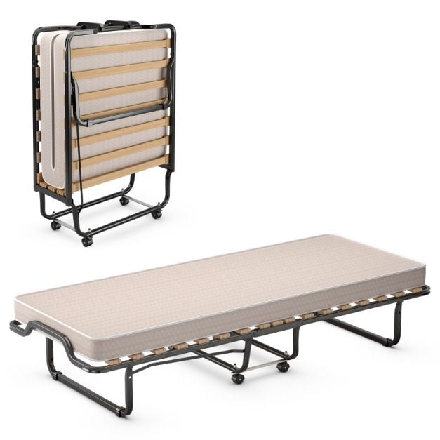 Coast Italiaans Opklapbaar Logeerbed met Matras – 200 x 90 x 41 cm – Beige