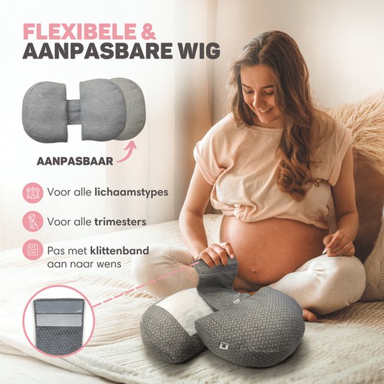 Vulpes Goods® BabyCare - Zwangerschapskussen - Zijslaapkussen - 3-in-1 - Aanpasbaar - Body Pillow / Lichaamskussen / Voedingskussen - Uniek W-Vormig design