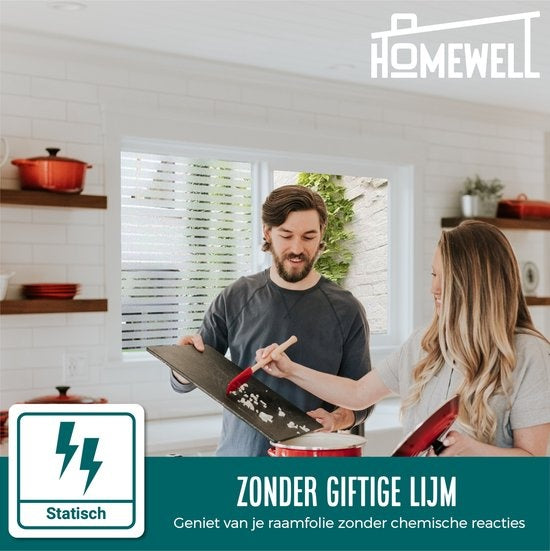 Homewell Raamfolie HR++ 45x300cm - Zonwerend & Isolerend - Statisch - Strepen