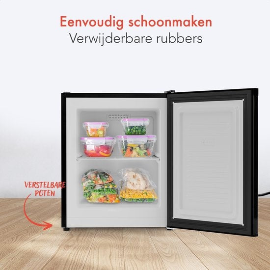 KitchenBrothers Mini Vriezer - 33L - Kleine Diepvries - Vrijstaand - Compact - Zwart
