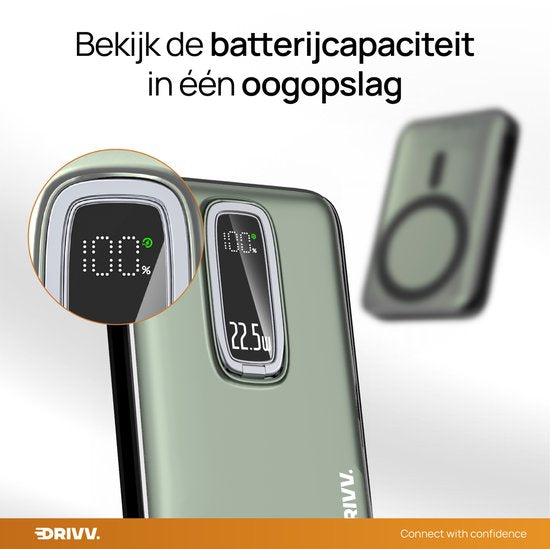 Powerbank 10.000 mAh geschikt voor MagSafe met USB C Kabel - 3 in 1 Ontwerp - 22.5W Draadloze Powerbank - Inclusief 60W Oplaadkabel - Snellaadfunctie - USB & USB C - Zwart -