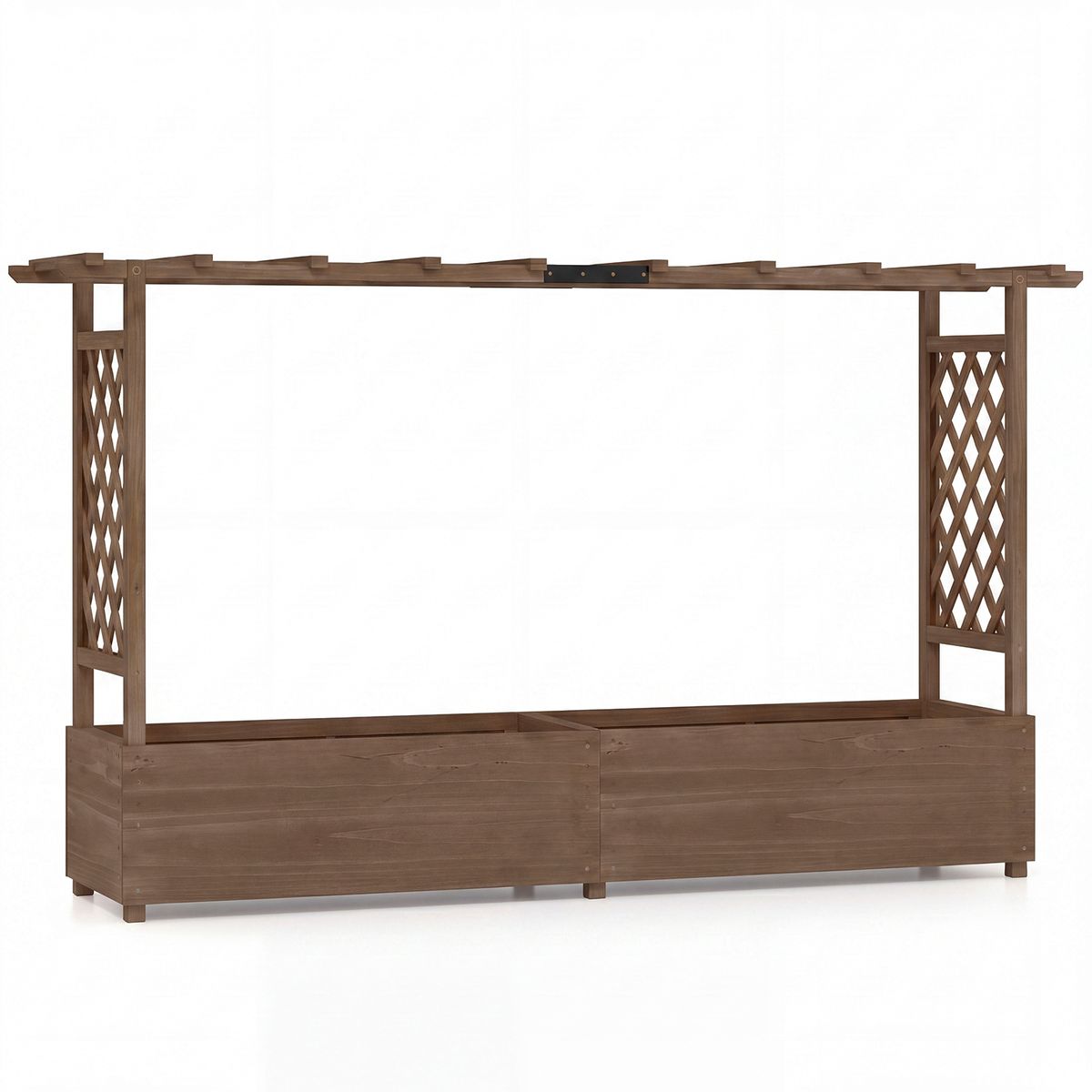 Coast Bloembak met klimrek - hangend dak - massief dennenhout - bruin - 200 x 44 x 114 cm