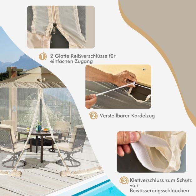 Coast Parasol Muggennet – Insectennet met 2 Deuren en Dubbele Rits 12,5 x 2,3 m – Beige