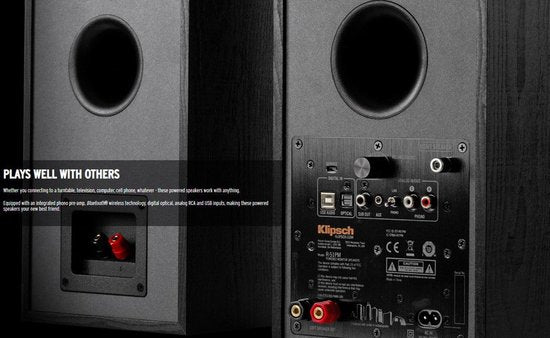 Klipsch R-51PM - Actieve Boekenplank Speakers - Zwart ( Per Paar )