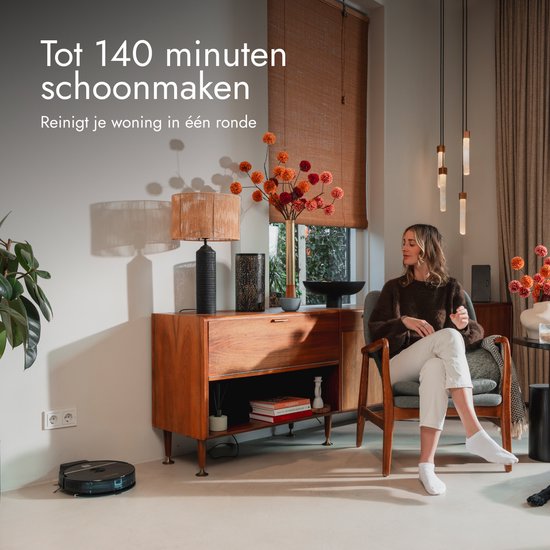 Bloomfold Sweep Robotstofzuiger met Dweilfunctie – Slimme Robot Stofzuiger, 3500Pa, 130 min, App & Google Home - Ultra-dun (7,3 cm) - Geschikt voor Huisdierhaar