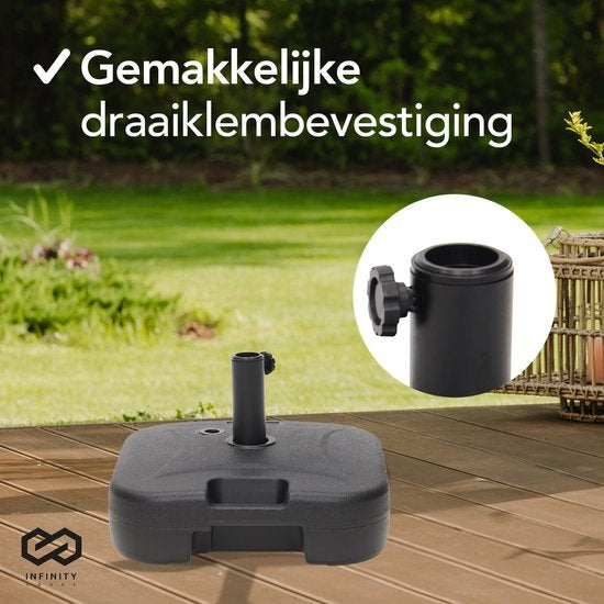 Infinity Goods Parasolvoet - Vulbaar - 40KG - Compact en Stabiel - Parasolhouder - Kunststof - Antraciet