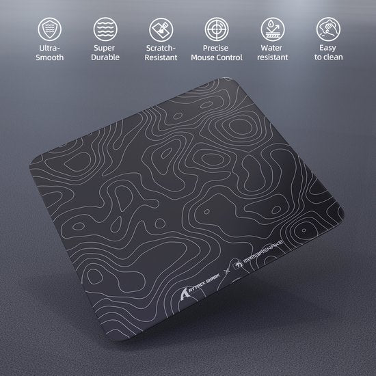 ATTACK SHARK CM05 Tempered Glass Gaming Mouse Pad - Glazen Muismat - Ultra-Smooth Surface - 9H Tempered Glass - 45*40CM - eSport Gaming Mousepad - Black Contour Line