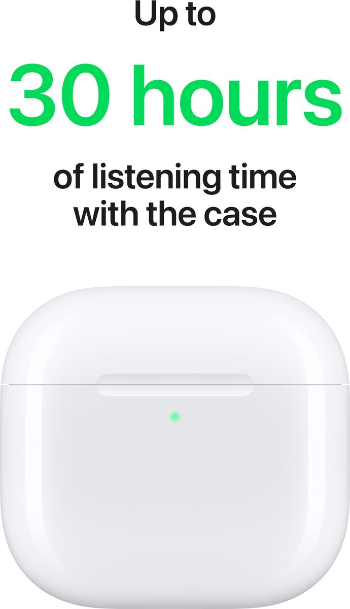 Apple AirPods 4 - Draadloze Oordopjes - Bluetooth 5.3 - USB-C Oplaadcase - Spatial Audio - Wit