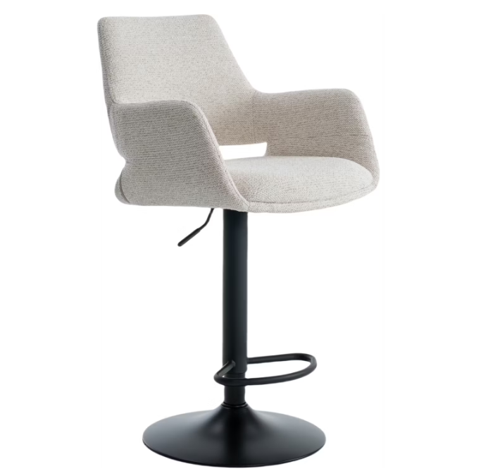 Criks Design Monza Barkruk - Verstelbaar 93-115 cm - 360° Draaibaar - Met Voetensteun - Beige