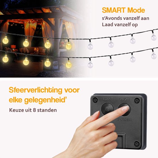 Happy Goods Solar Tuinverlichting op Zonneenergie - 50 LED Lichtsnoer Buiten - 5 m Verlicht + 2 m Snoer - Buitenverlichting Lichtslinger - Lichtsnoeren