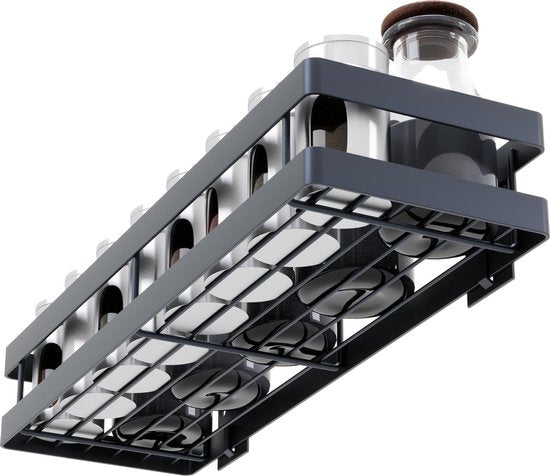 Noswo Kruidenrek Ophangbaar - Kruidenrek Voor Kruidenpotjes - Keukenrek Hangend - 40 cm - Zwart