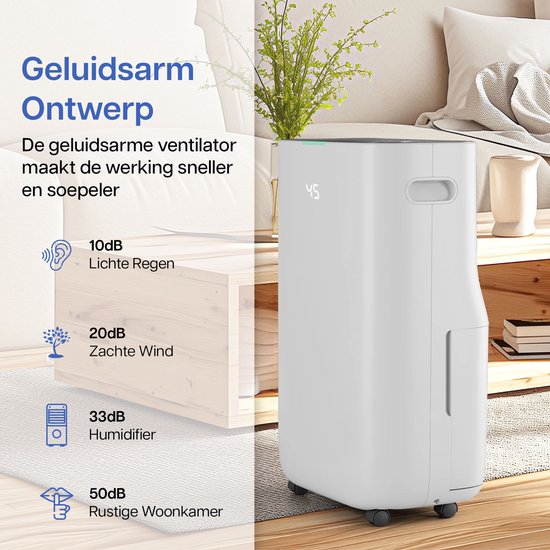 Komodo Luchtontvochtiger Humi S - 25L Per Dag - Slaapkamer, Badkamer, Huis & Kelder - Dehumidifier - Was-droog Functie - Voorkomt Schimmel