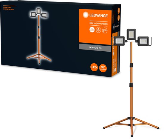 LEDVANCE Werklamp armatuur LED: voor verdieping, WERKLAMP BATTERIJ STATIEF / 4-,- W, 22-…24- V, stralingshoek: 11-, Koel Wit, 4- K, behuizingmateriaal: aluminium/plastic, IP54