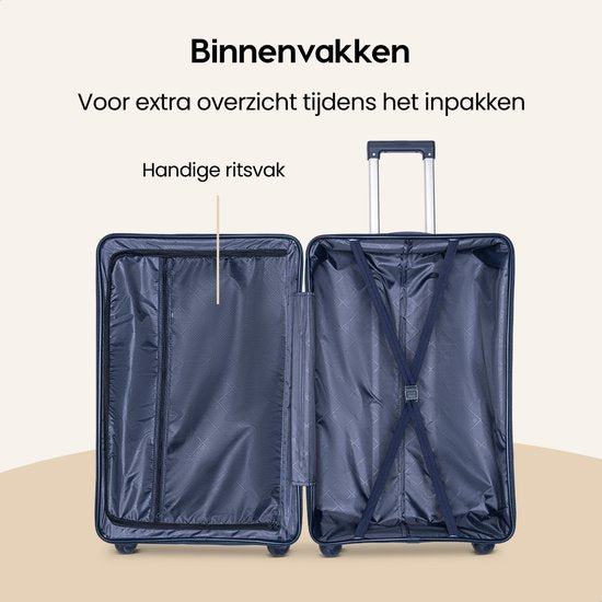 SC Urban Adventurer - Handbagage Koffer - Cijferslot - 44L - Spinner wielen - Reiskoffer met Kofferslot - Lichtgewicht Trolley - Donkerblauw