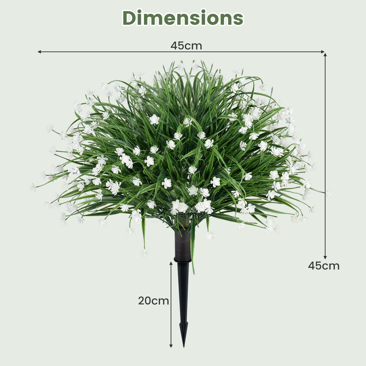 Coast Kunststruiken Set van 2 - Realistische kunstplanten - Met verankeringspinnen - Groen en wit - 70 cm