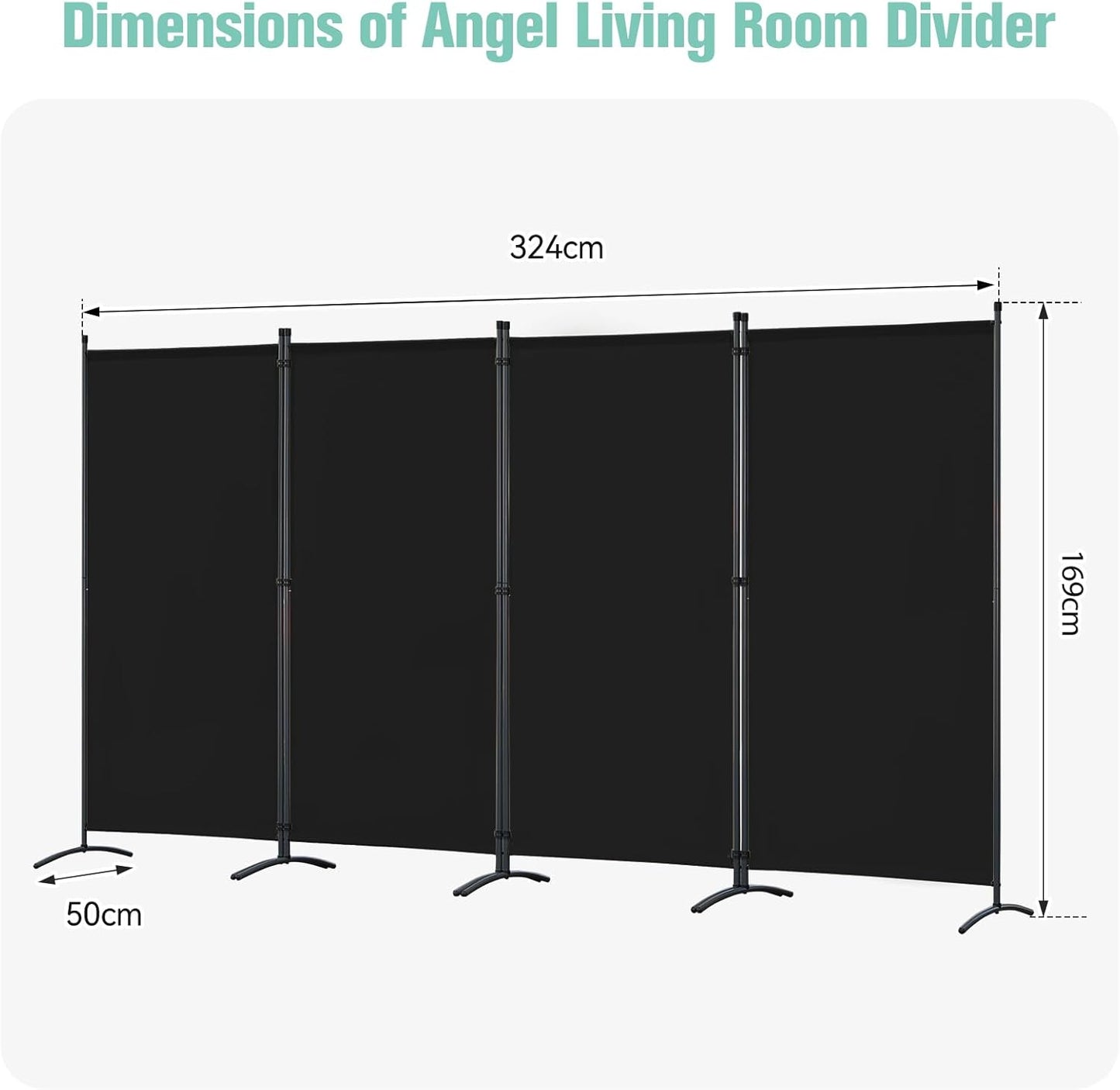 Angel Woonkamerverdeler - Zwart - 324 x 169 cm - 324 x 169 cm