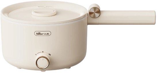 Bear Mini Elektrische Kookpan 1,6L – 2 Warmtestanden – Inklapbare Handgreep & Antiaanbaklaag – Compacte Multicooker met Droogkookbeveiliging