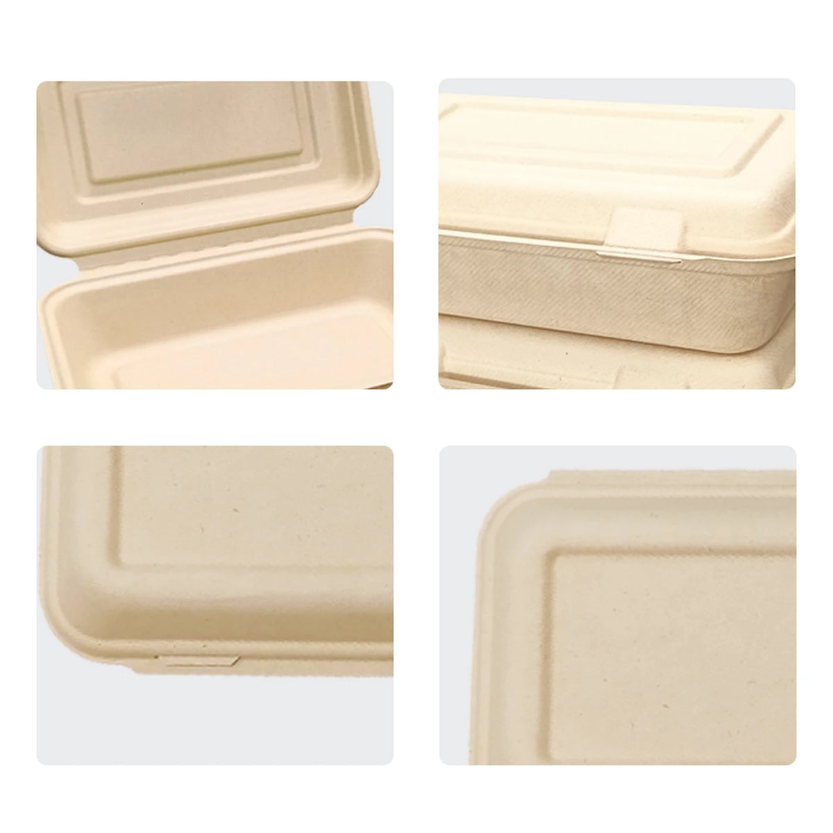 Rui Bamboo Menubakken met Scharnierdeksel - 887 ml - 50 Stuks - Wegwerp