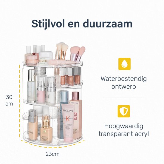 Draaibare make up organizer - Transparant - Draaibaar - Voor - Make-up borstels - Make-up sponsje - Make-up tafel - Doos meisjes - Geschenkset - kinderen set - voor meisjes