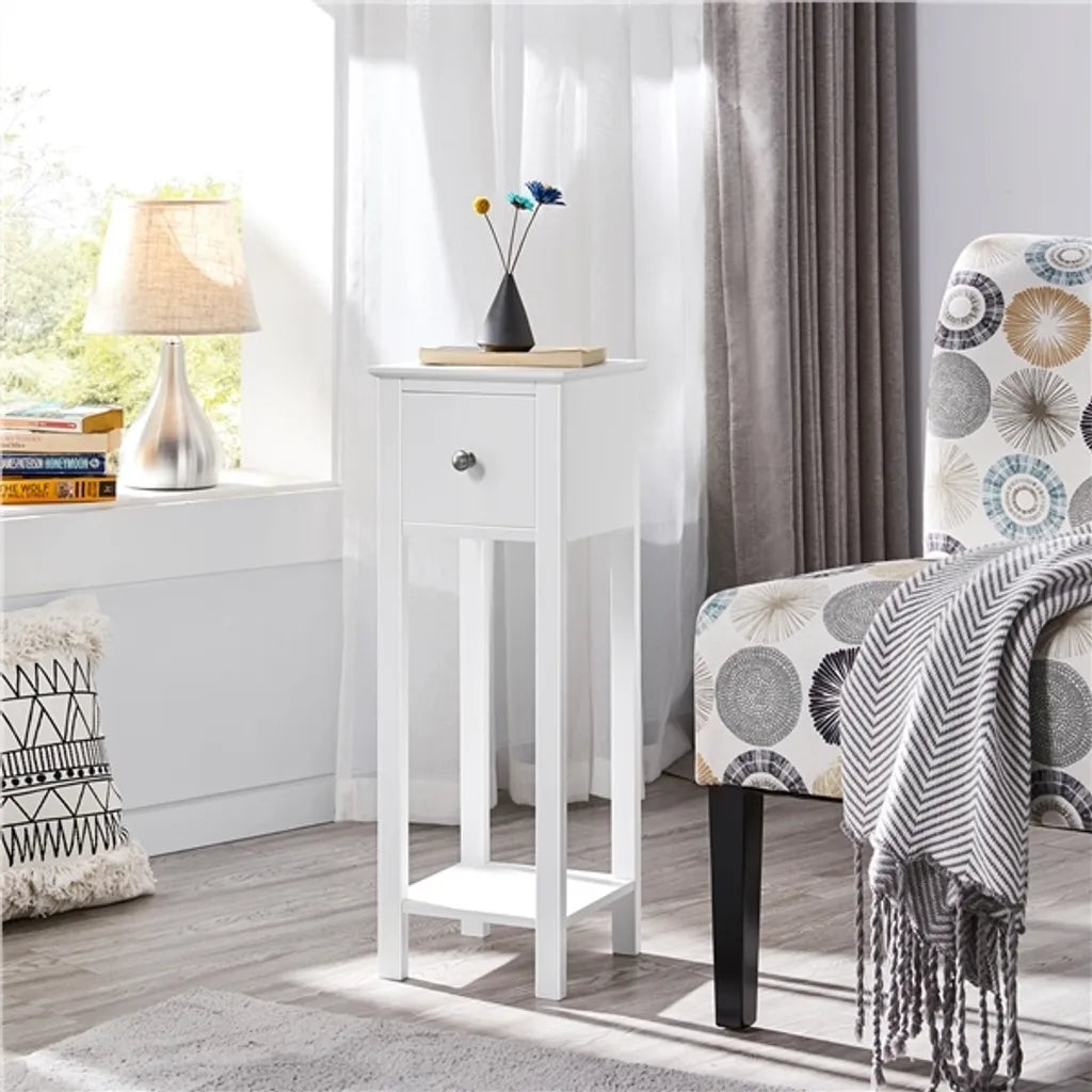 Yaheetech Set van 2 Nachtkastjes met Lade en Open Vak - Wit - 25 x 25 x 70 cm