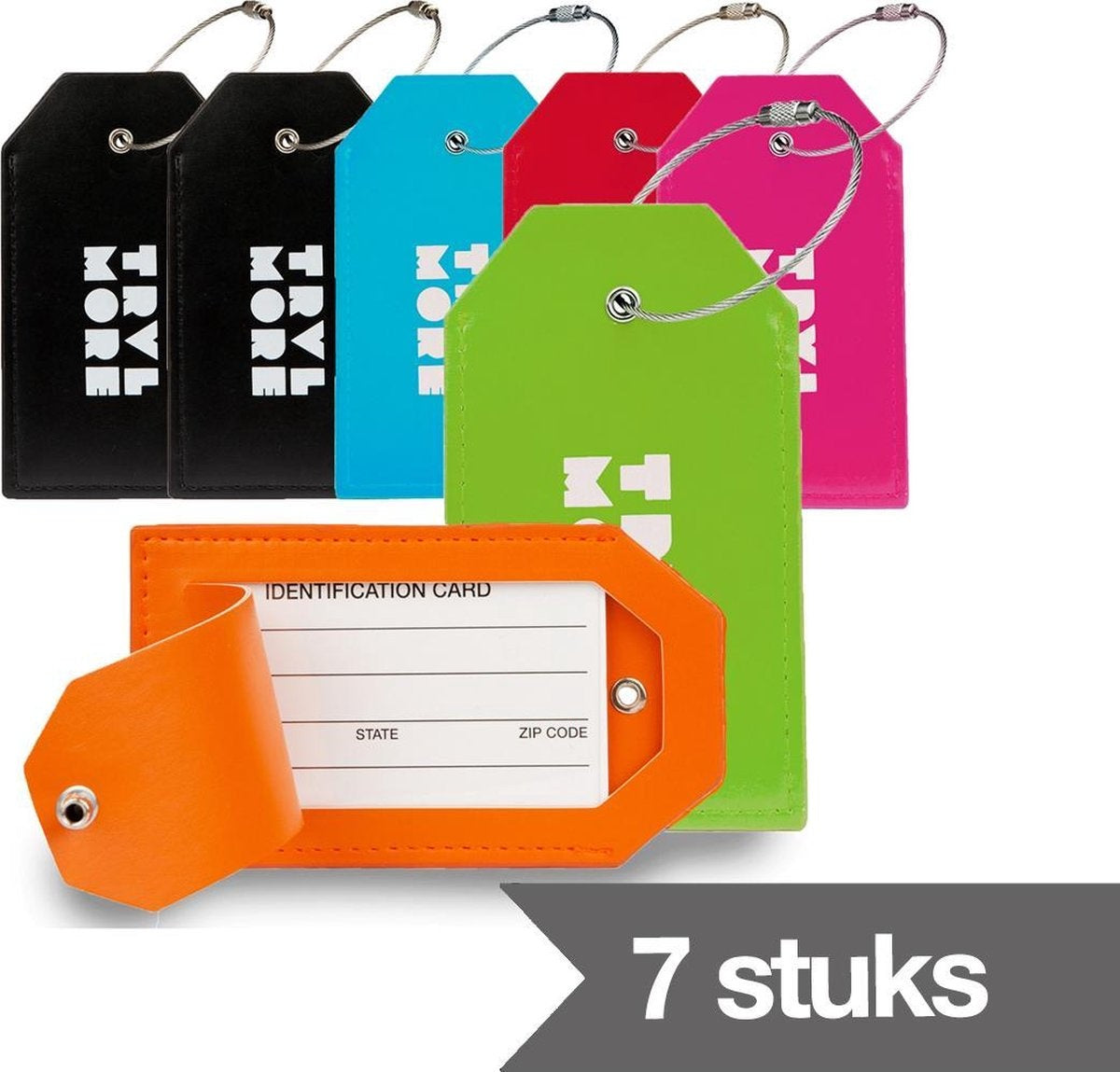 TRVLMORE Kofferlabel - 7 Stuks - voor Koffers en Tassen - Meerdere kleuren