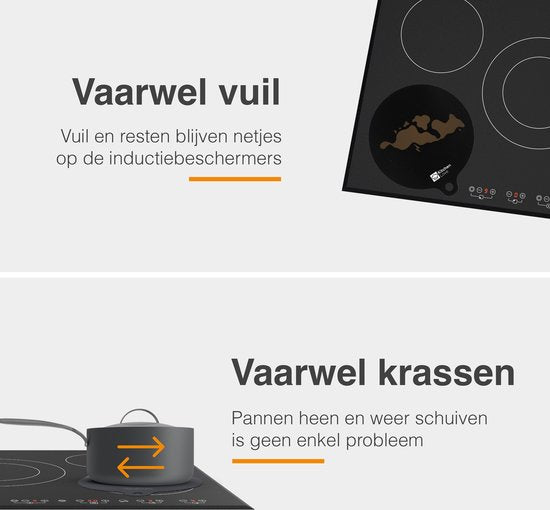 KitchenLove Inductie Beschermer - Mat Rond - 4 Stuks 3 Maten - Panbeschermer Matjes - Hittebestendig tot 240°C - Zwart