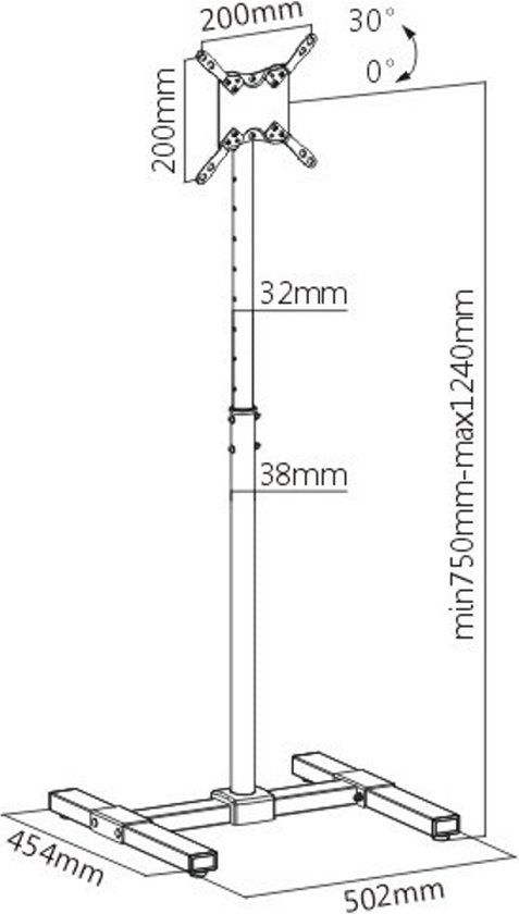 Tv standaard - hoogte instelbaar - tot 42 inch beeldschermen
