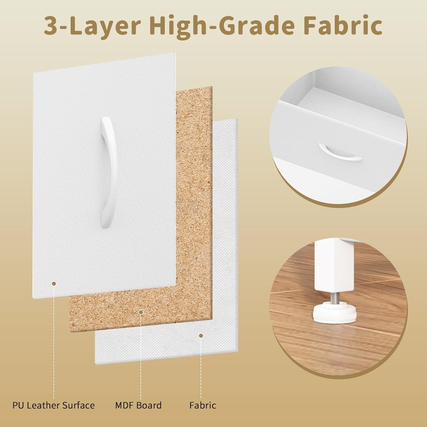 Leader Accessories Ladekast 9 Laden Stoffen Commode voor Hal en Woonkamer - 100x30x65cm - Wit