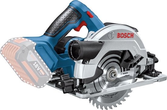 Bosch Professional GKS 18V-57 G - Accu en lader niet meegeleverd, 1x zaagblad Standard for Wood 165mm, afzuigadapter, binnenzeskant, parallelgeleider