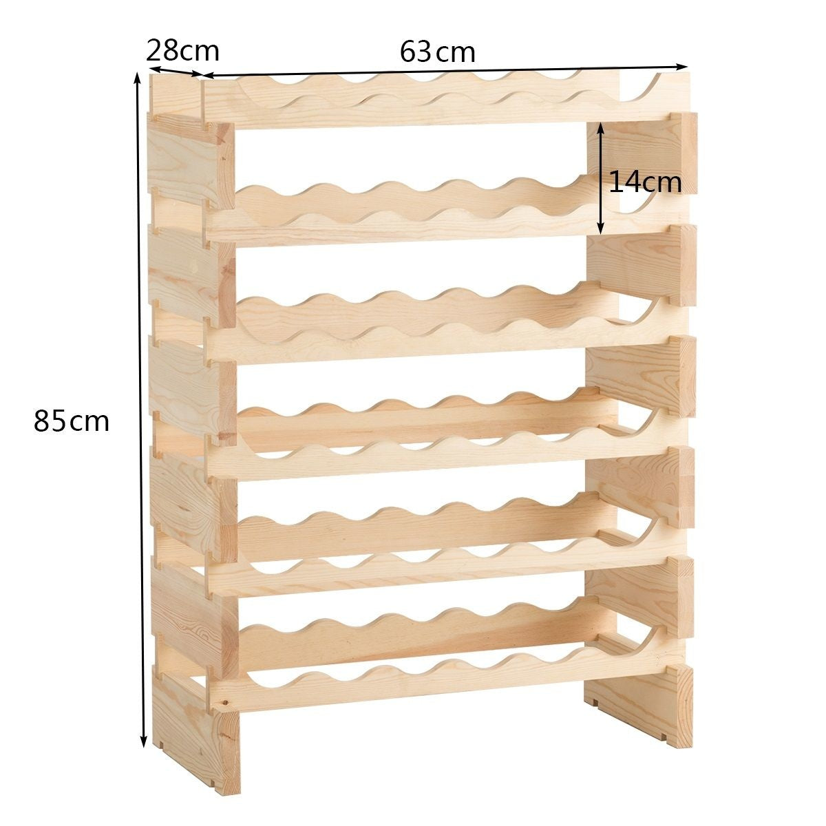 Coast Wijnrek 36 Flessen Grote Capaciteit Houten Wijnrek - 63 x 28 x 85 cm