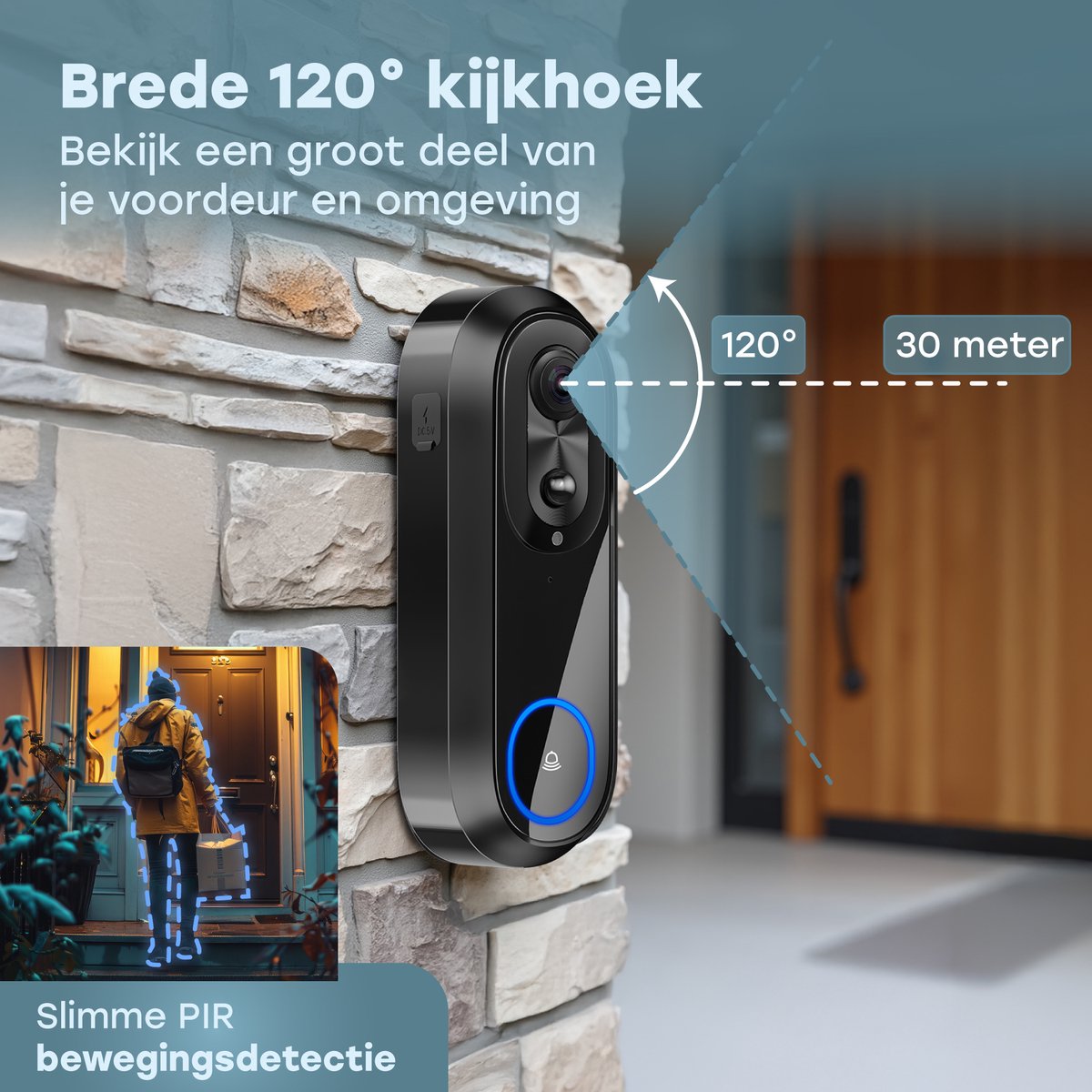 Audyn Video Deurbel met Camera - zwart