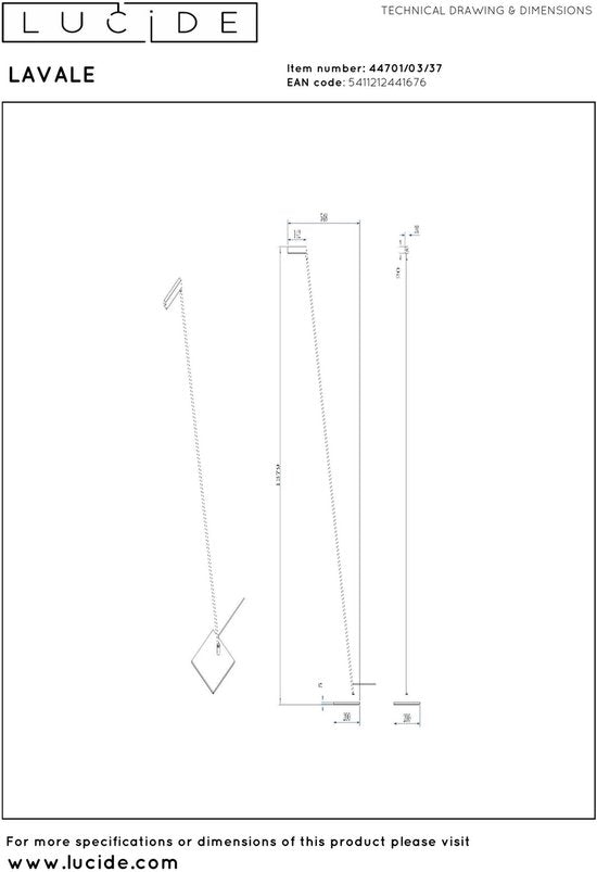 Lucide LAVALE - Leeslamp - LED Dimbaar - 1x3W 2700K - Turkoois