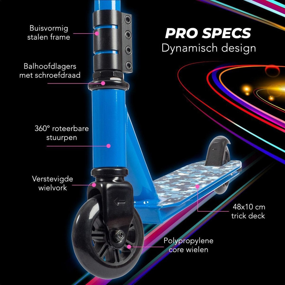 LifeGoods StuntRider - Stuntstep - Step 8+ Jaar - 100mm Wielen - Jongens/Meisjes - Blauw