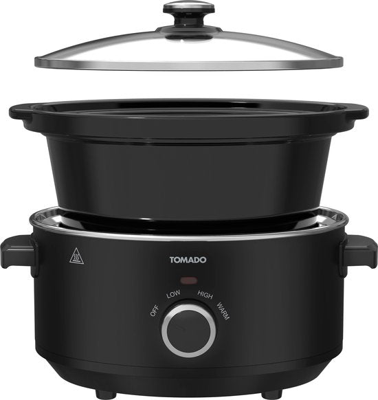 Tomado TSC3501B - Slowcooker - 3,5 liter - Keramische binnenpan - 3 warmtestanden - Warmhoudfunctie - PFAS vrij - Zwart