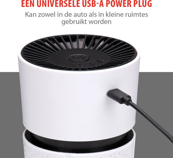 alpina Mini Luchtreiniger met HEPA Filter H13 - Air Purifier met Ionisator voor Ruimtes 6m2 - Lucht Reiniger met USB voor Binnen en Onderweg - Air Cleaner 1.5W - Wit