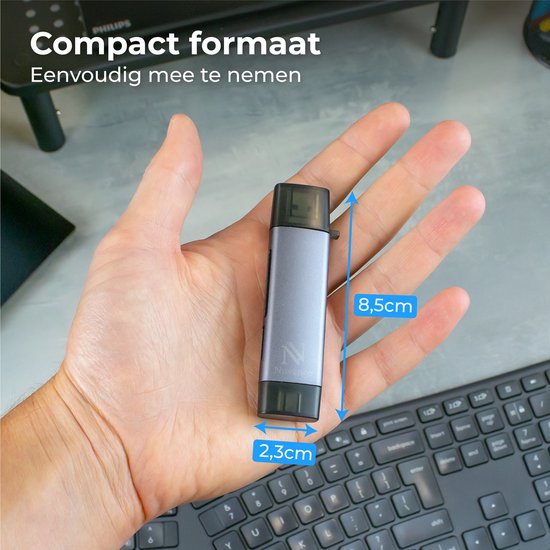Nuvance - SD Kaart Lezer - USB Stick - SD Kaart Lezer USB C - Card Reader - Micro USB - Geheugenkaartlezer - Micro SD Adapter - SD Kaartlezer - Micro SD Kaart Lezer - USB 3.0 - Geschikt voor alle Smartphones & Computers