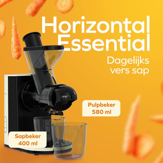 KitchenBrothers Slowjuicer - Juicer - Groenten en Fruitpers - 43 mm en 60 mm invoer - 400 ml - Champagne
