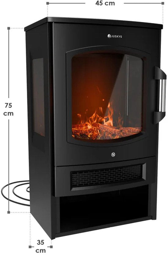 Elektrische Haard / Sfeerhaard - 1800W - Incl. Vlameffect, Warmtefunctie en App-bediening - Zwart, Kachel Vrijstaand