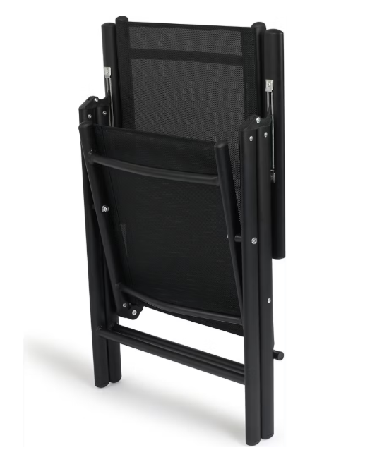 909 Outdoor Aluminium Tuinstoelen – 66x55x107 cm – Grijs – Set van 2 – Opvouwbaar & Verstelbaar