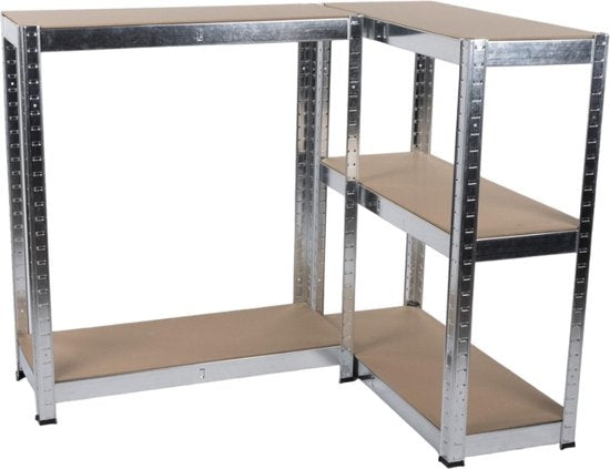 Kinzo - Stellingkast (Heavy Duty) - 5 MDF Planken, Max. 750 kg, Montage Zonder Schroeven - 172 x 75 x 30 cm - Metaal/MDF - Grijs/Bruin