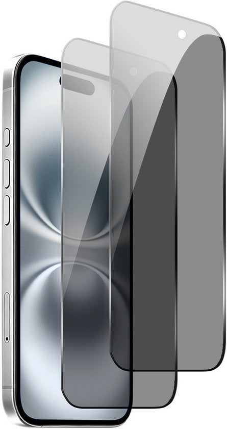 Podec 2x Privacy Screenprotector voor iPhone 16 Pro / 17 Pro - Gehard Beschermglas - Transparant en Krasbestendig - Tempered Glass Screen Cover