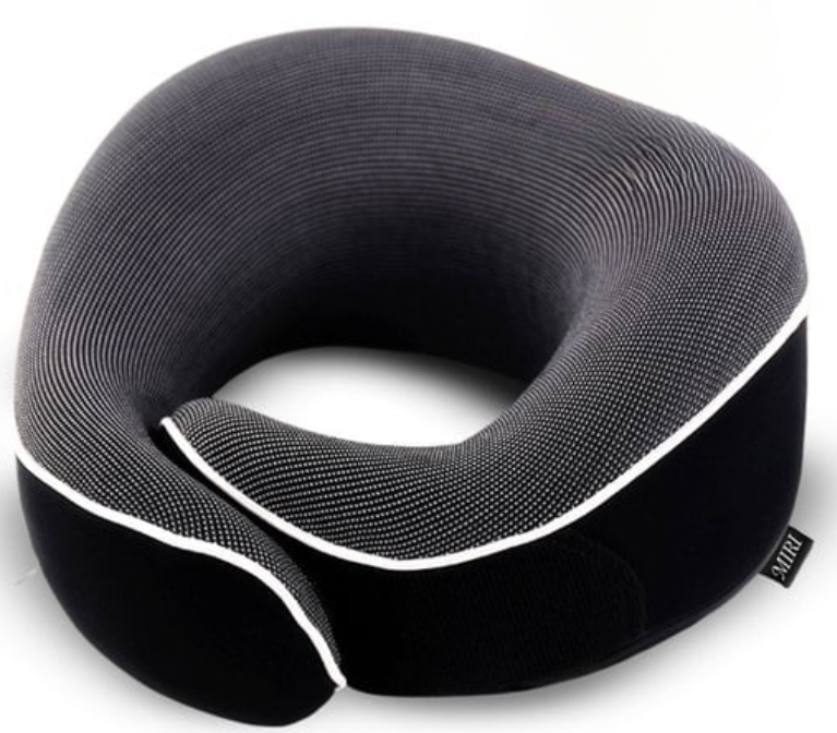 MiRi Nekkussen –【Luxe】Reiskussen – Neksteun – Traagschuim – Zwart – Memory Foam – Ergonomisch – Vliegtuig / Auto / Thuiswerken