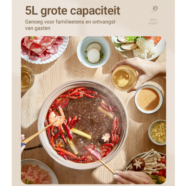 Bear - DHG-P50F1 - Elektrische Hotpot 5L - 36,9 x 31,2 x 23,6 cm