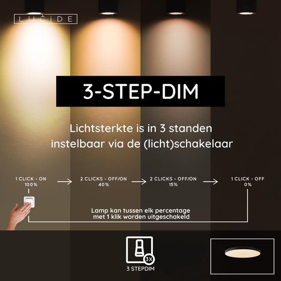 Lucide UNAR - Plafonnière (Plafondlamp) - Ø 80 cm - LED 3 StepDim - 1x80W 2700K - Zwart