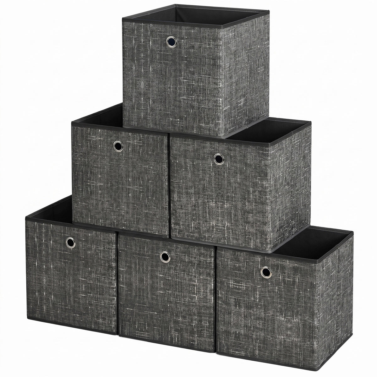 JOYFURNOS kubusopbergers, opvouwbare stoffen opbergboxen met handgrepen, set van 6, voor planken, kleding, zwart