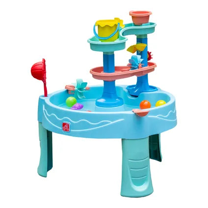 Step2 Double Spin & Showers watertafel - 22-delige accessoireset - Blauw - 71 x 71 x 82,5 cm