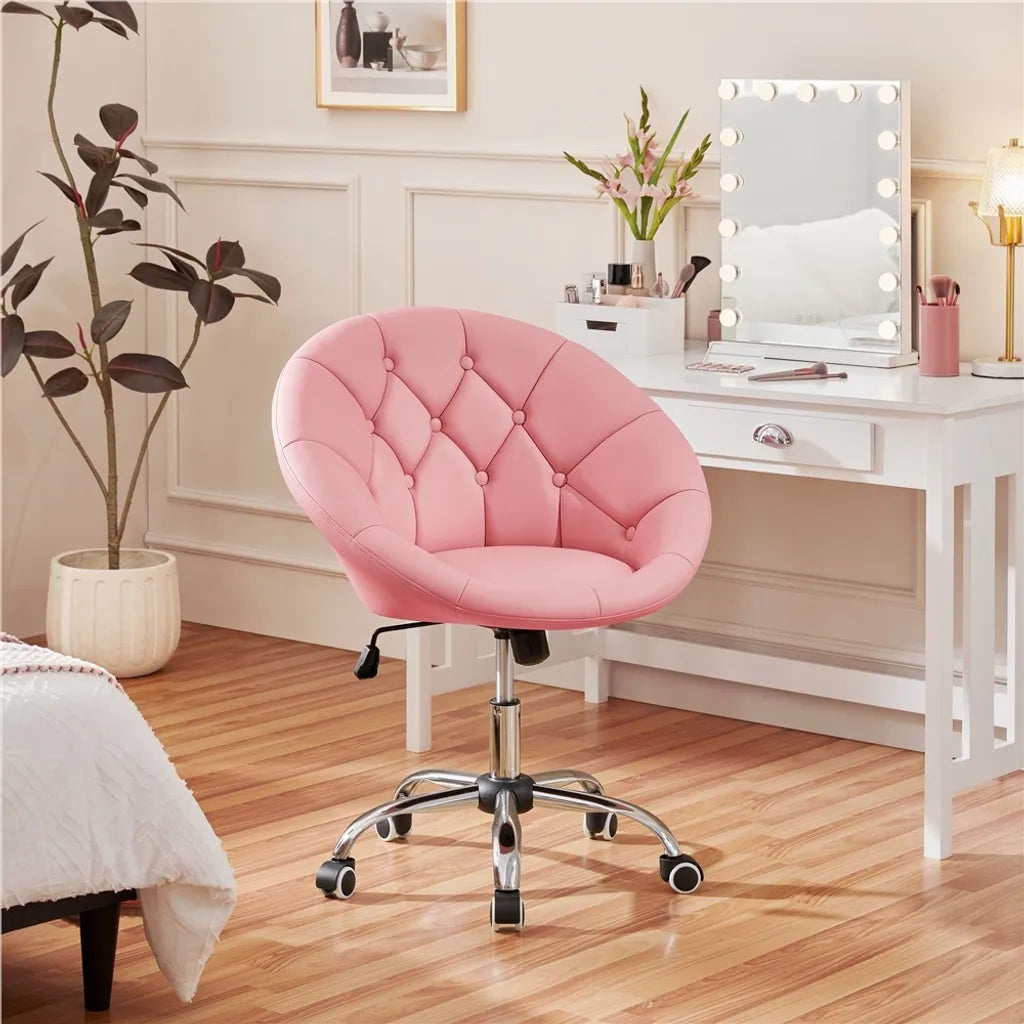 Yaheetech Bureaustoel - Draaibaar - Verstelbaar - 71,5x59x88 cm - Roze