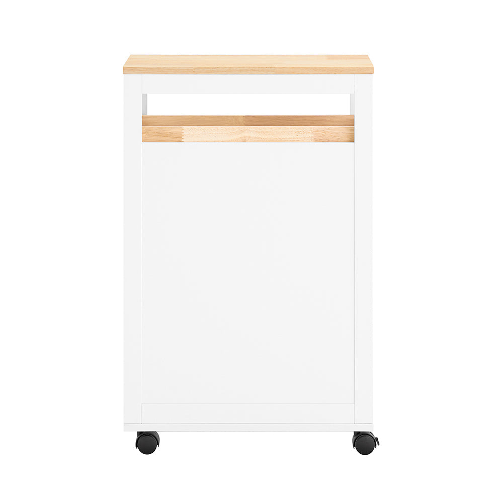 SoBuy NSR11-WN Smalle Rollende Plankenkast van Hout 20x51x79 cm - Praktische Keuken- en Badkamerwagen op Wieltjes in Wit Natuurhoutlook