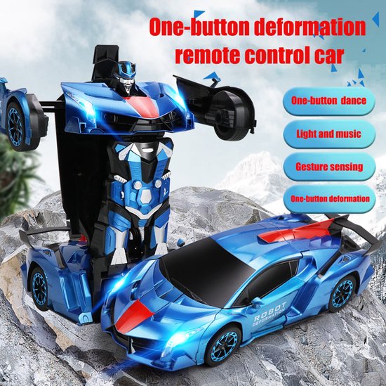 MEWAU 1:18 RC transformerende auto/robot - 2 in 1 Afstand Bestuurbare Auto - Gebaar waarneming - Speelgoed Auto - Rood